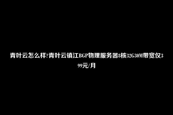 青叶云怎么样?青叶云镇江BGP物理服务器8核32G30M带宽仅399元/月