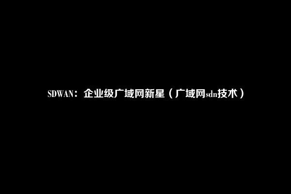 SDWAN：企业级广域网新星（广域网sdn技术）