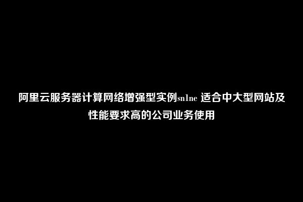 阿里云服务器计算网络增强型实例sn1ne 适合中大型网站及性能要求高的公司业务使用