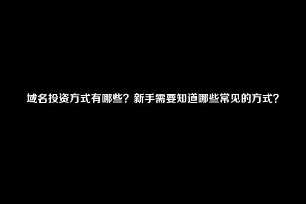 域名投资方式有哪些？新手需要知道哪些常见的方式？