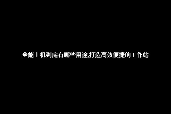 全能主机到底有哪些用途,打造高效便捷的工作站