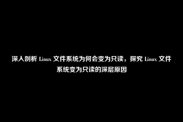 深入剖析 Linux 文件系统为何会变为只读，探究 Linux 文件系统变为只读的深层原因