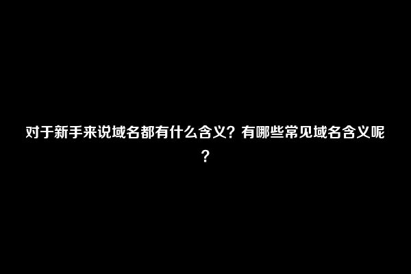 对于新手来说域名都有什么含义？有哪些常见域名含义呢？