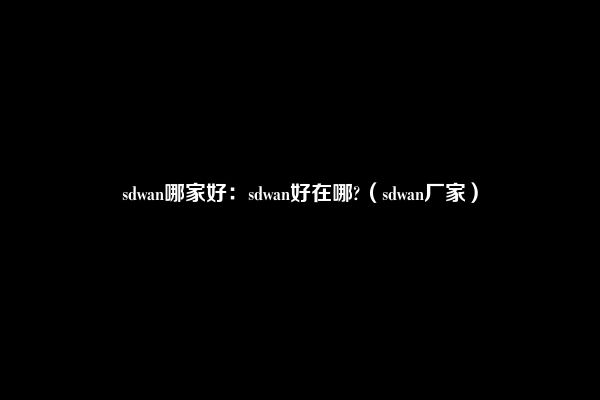 sdwan哪家好：sdwan好在哪?（sdwan厂家）