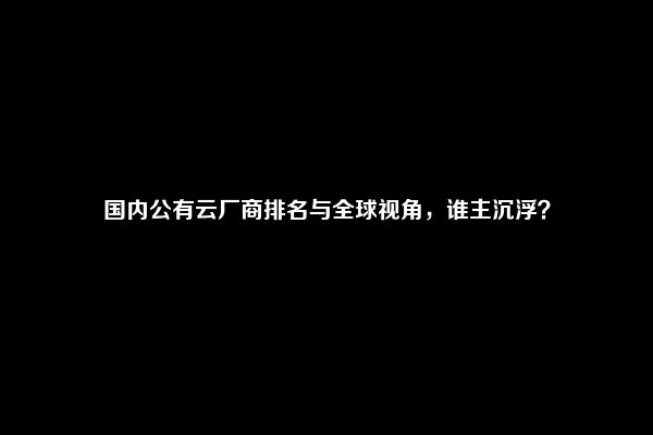 国内公有云厂商排名与全球视角，谁主沉浮？