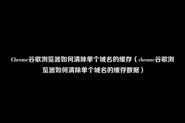 Chrome谷歌浏览器如何清除单个域名的缓存（chrome谷歌浏览器如何清除单个域名的缓存数据）