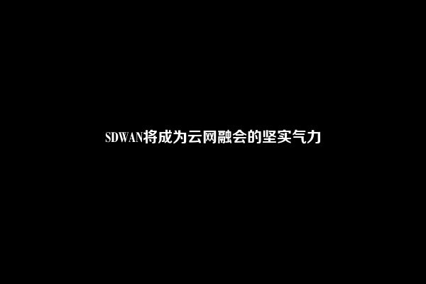 SDWAN将成为云网融会的坚实气力