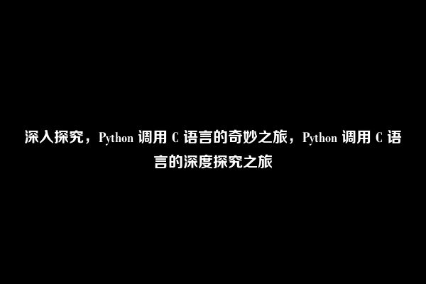 深入探究，Python 调用 C 语言的奇妙之旅，Python 调用 C 语言的深度探究之旅