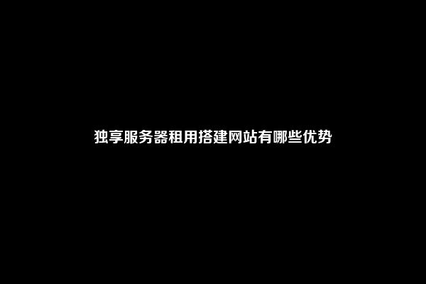 独享服务器租用搭建网站有哪些优势