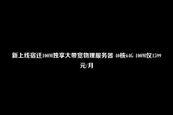 新上线宿迁100M独享大带宽物理服务器 40核64G 100M仅1599元/月