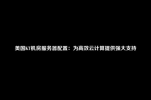 美国KT机房服务器配置：为高效云计算提供强大支持