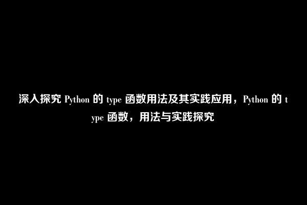 深入探究 Python 的 type 函数用法及其实践应用，Python 的 type 函数，用法与实践探究