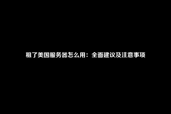 租了美国服务器怎么用：全面建议及注意事项