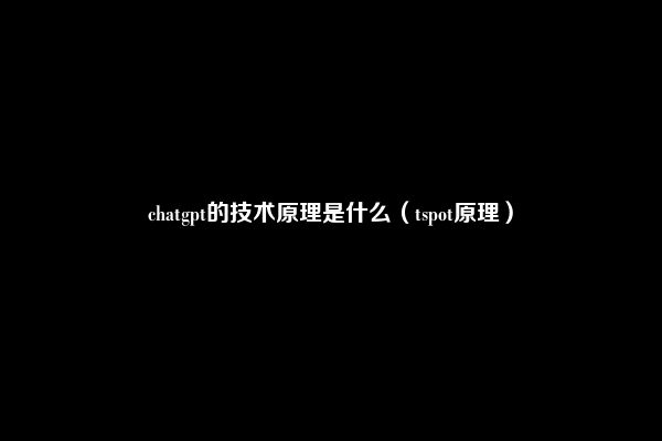 chatgpt的技术原理是什么（tspot原理）