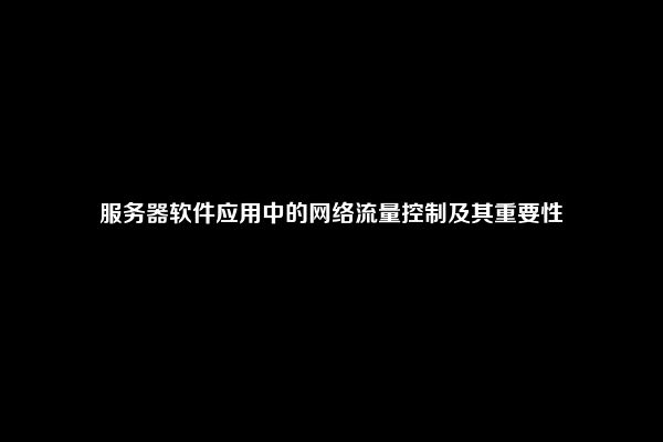 服务器软件应用中的网络流量控制及其重要性