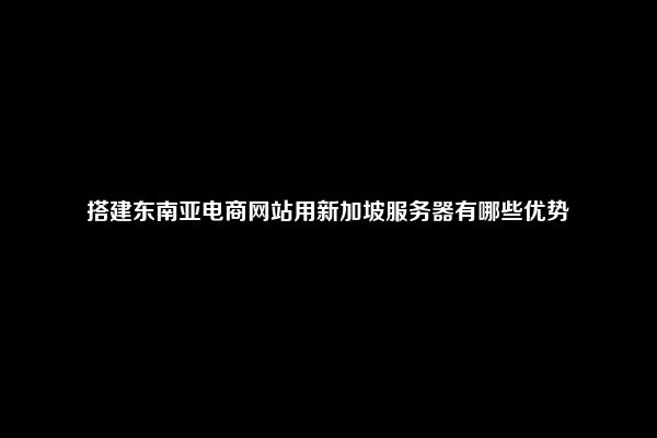 搭建东南亚电商网站用新加坡服务器有哪些优势