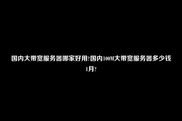 国内大带宽服务器哪家好用?国内100M大带宽服务器多少钱1月?