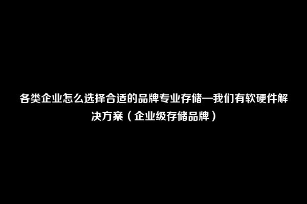各类企业怎么选择合适的品牌专业存储—我们有软硬件解决方案（企业级存储品牌）