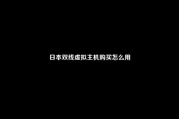 日本双线虚拟主机购买怎么用