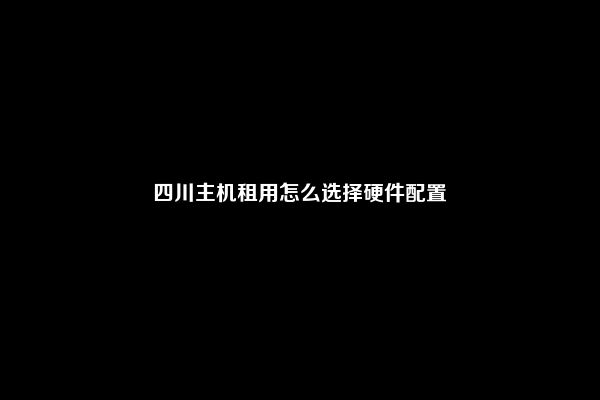 四川主机租用怎么选择硬件配置