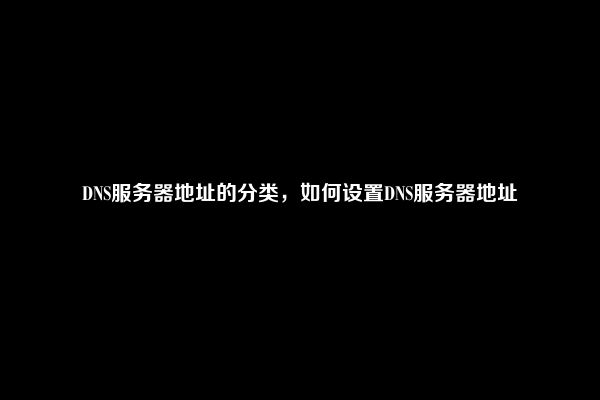 DNS服务器地址的分类，如何设置DNS服务器地址
