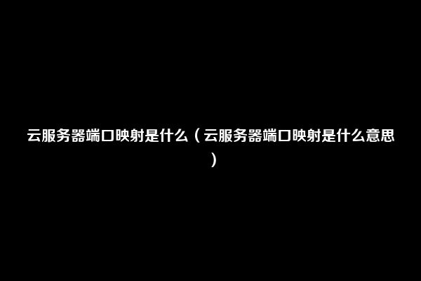 云服务器端口映射是什么（云服务器端口映射是什么意思）