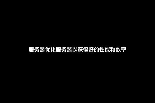 服务器优化服务器以获得好的性能和效率
