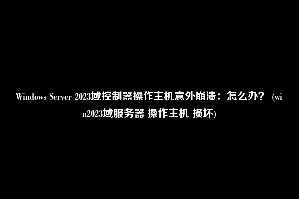 Windows Server 2023域控制器操作主机意外崩溃：怎么办？ (win2023域服务器 操作主机 损坏)