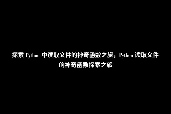 探索 Python 中读取文件的神奇函数之旅，Python 读取文件的神奇函数探索之旅