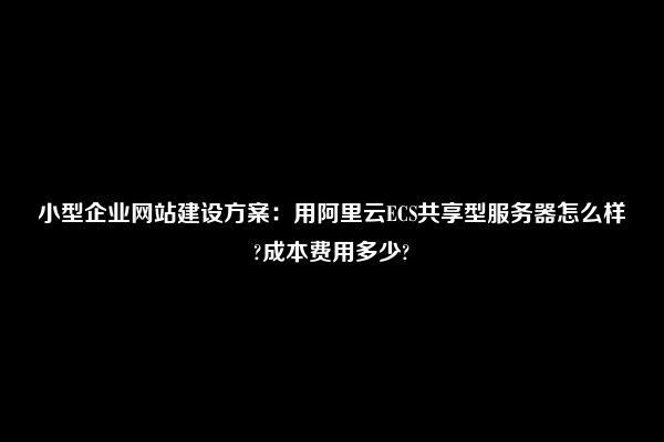 小型企业网站建设方案：用阿里云ECS共享型服务器怎么样?成本费用多少?