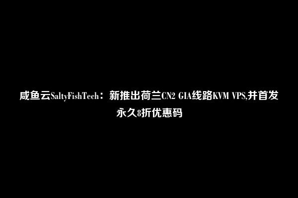 咸鱼云SaltyFishTech：新推出荷兰CN2 GIA线路KVM VPS,并首发永久8折优惠码