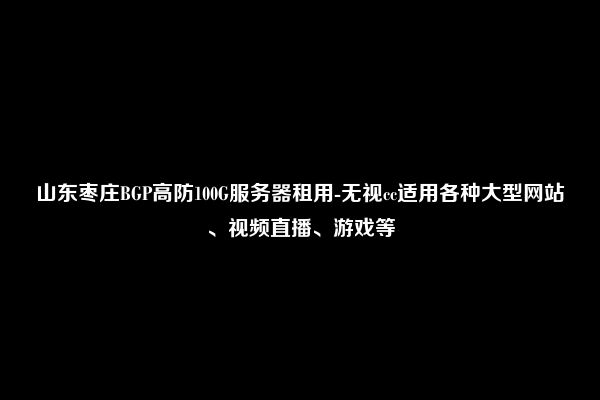 山东枣庄BGP高防100G服务器租用-无视cc适用各种大型网站、视频直播、游戏等