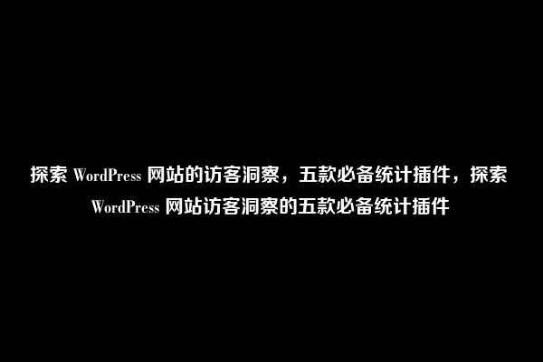 探索 WordPress 网站的访客洞察，五款必备统计插件，探索 WordPress 网站访客洞察的五款必备统计插件