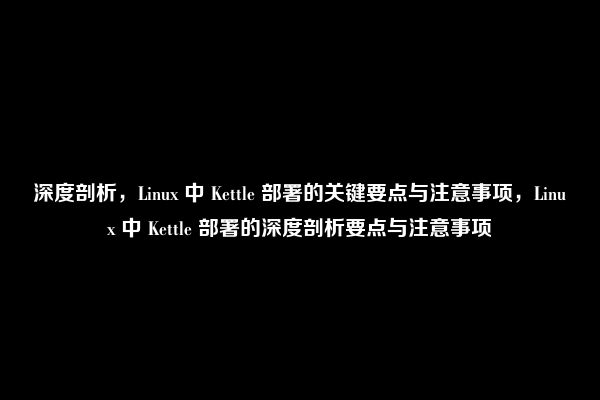 深度剖析，Linux 中 Kettle 部署的关键要点与注意事项，Linux 中 Kettle 部署的深度剖析要点与注意事项