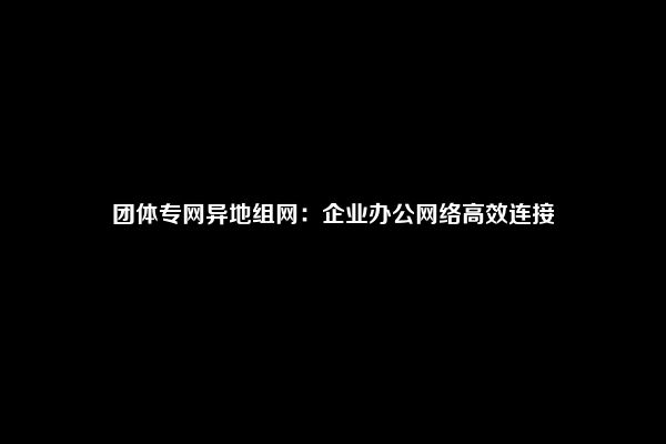 团体专网异地组网：企业办公网络高效连接