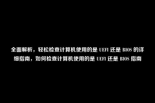 全面解析，轻松检查计算机使用的是 UEFI 还是 BIOS 的详细指南，如何检查计算机使用的是 UEFI 还是 BIOS 指南