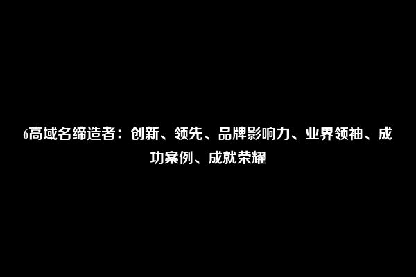 6高域名缔造者：创新、领先、品牌影响力、业界领袖、成功案例、成就荣耀