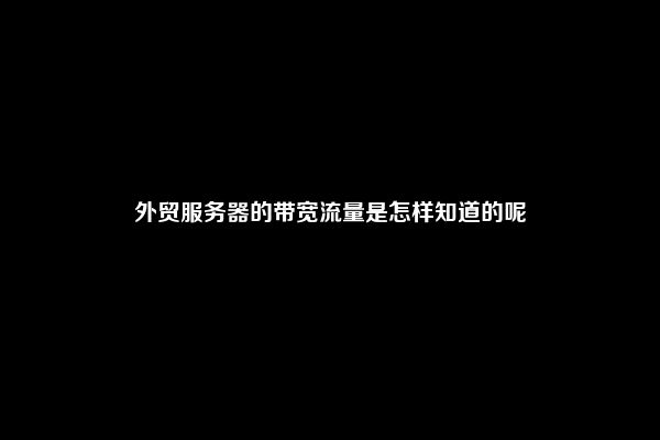 外贸服务器的带宽流量是怎样知道的呢