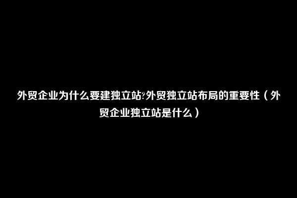 外贸企业为什么要建独立站?外贸独立站布局的重要性（外贸企业独立站是什么）