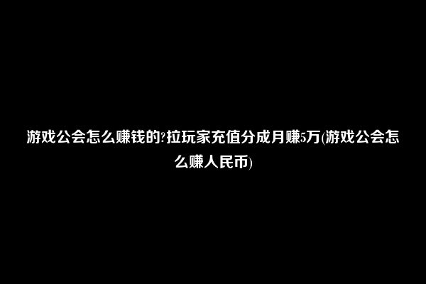 游戏公会怎么赚钱的?拉玩家充值分成月赚5万(游戏公会怎么赚人民币)