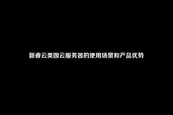 新睿云美国云服务器的使用场景和产品优势