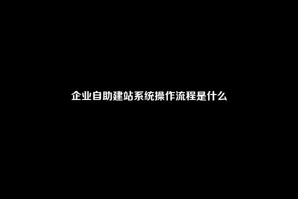 企业自助建站系统操作流程是什么