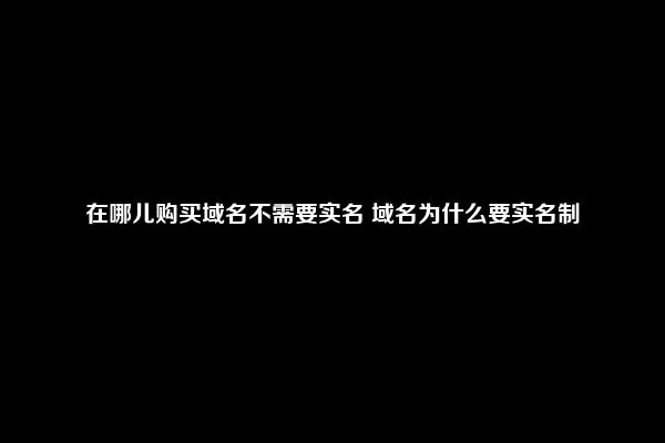 在哪儿购买域名不需要实名 域名为什么要实名制