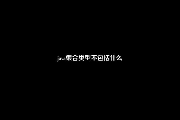 java集合类型不包括什么