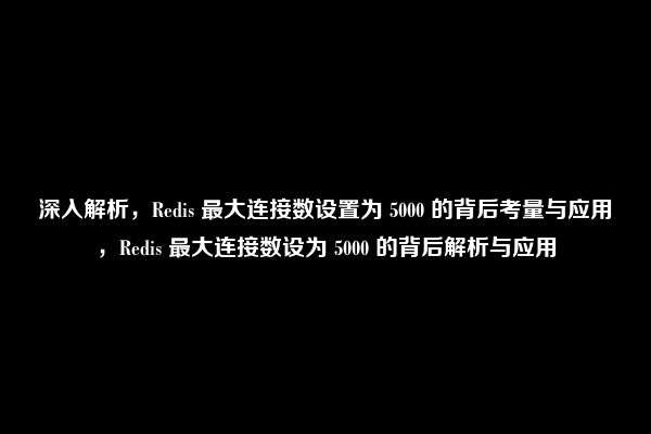 深入解析，Redis 最大连接数设置为 5000 的背后考量与应用，Redis 最大连接数设为 5000 的背后解析与应用