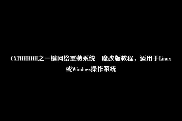 CXTHHHHH之一键网络重装系统–魔改版教程，适用于Linux或Windows操作系统