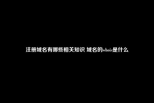 注册域名有哪些相关知识 域名的whois是什么