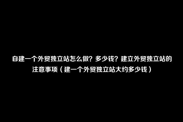 自建一个外贸独立站怎么做？多少钱？建立外贸独立站的注意事项（建一个外贸独立站大约多少钱）