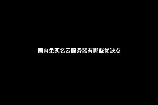 国内免实名云服务器有哪些优缺点