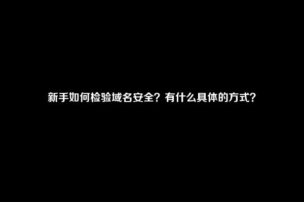 新手如何检验域名安全？有什么具体的方式？